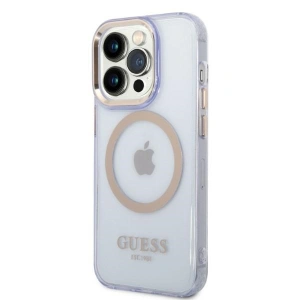 Etui Guess GUHMP14LHTCMU Apple iPhone 14 Pro purpurowy/purple hard case Gold Outline Translucent MagSafe