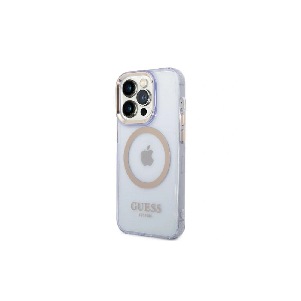 Hurtownia GSM - Etui Guess GUHMP14LHTCMU Apple iPhone 14 Pro purpurowy/purple hard case Gold Outline Translucent MagSafe - GUE2448 - {ean13} - Hurt