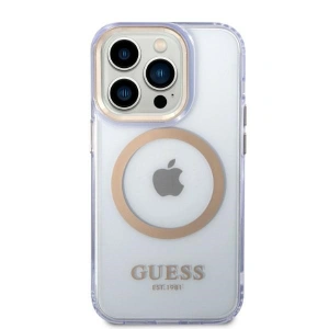 Etui Guess GUHMP14LHTCMU Apple iPhone 14 Pro purpurowy/purple hard case Gold Outline Translucent MagSafe