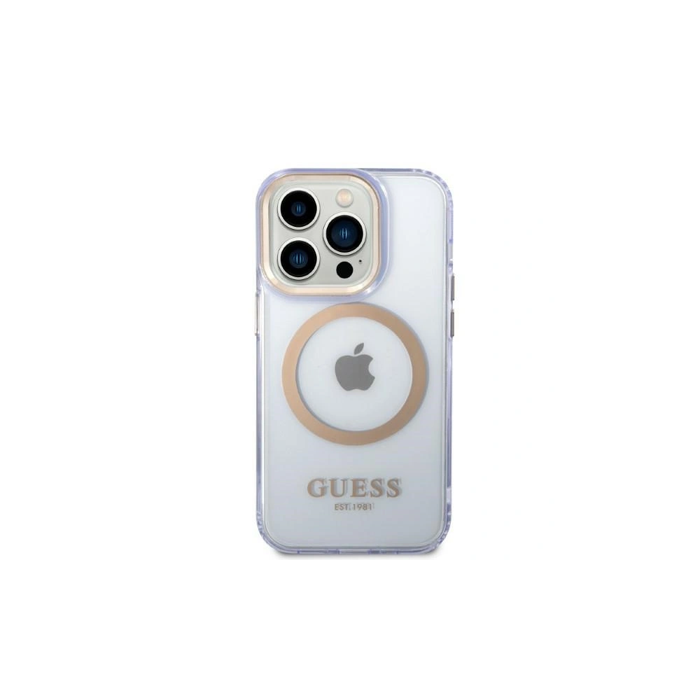 Hurtownia GSM - Etui Guess GUHMP14LHTCMU Apple iPhone 14 Pro purpurowy/purple hard case Gold Outline Translucent MagSafe - GUE2448 - {ean13} - Hurt