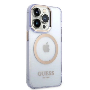 Etui Guess GUHMP14LHTCMU Apple iPhone 14 Pro purpurowy/purple hard case Gold Outline Translucent MagSafe