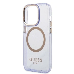 Etui Guess GUHMP14LHTCMU Apple iPhone 14 Pro purpurowy/purple hard case Gold Outline Translucent MagSafe