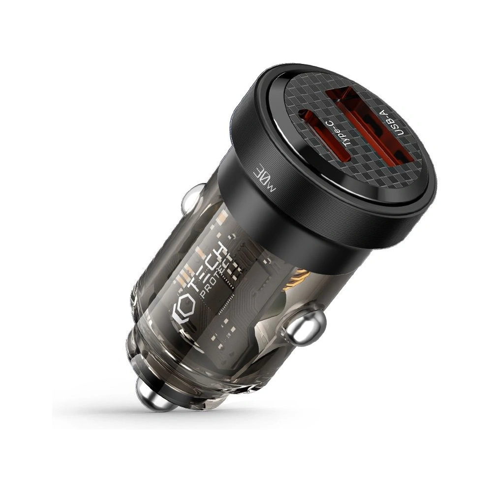 Hurtownia GSM - Nabíječka do auta Tech-Protect CC30W 2-portová nabíječka do auta PD 30W QC 3.0 černá - THP1904 - {ean13} - Hurt