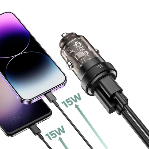 Ładowarka samochodowa Tech-Protect CC30W 2-port Car Charger PD 30W QC 3.0 Black