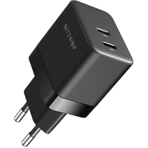 Hurtownia GSM - Ładowarka sieciowa Blitzwolf BW-S22 GaN 2x USB-C, 35W (czarna) - BLZ552 - {ean13} - Hurt