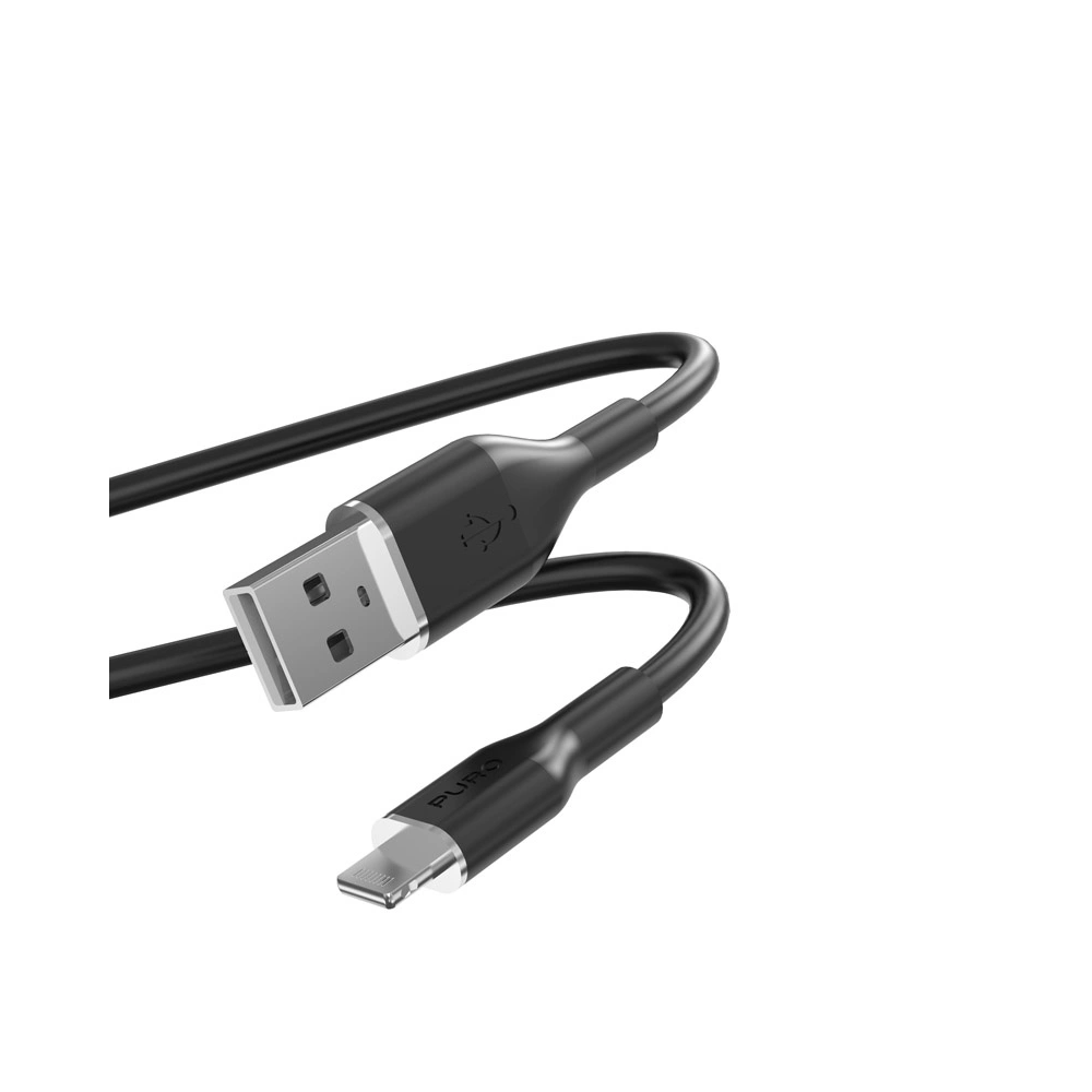 Hurtownia GSM - Cablul PURO ICON Soft Cable USB-A/Lightning 1.5m (Negru) - PUR683 - {ean13} - Hurt
