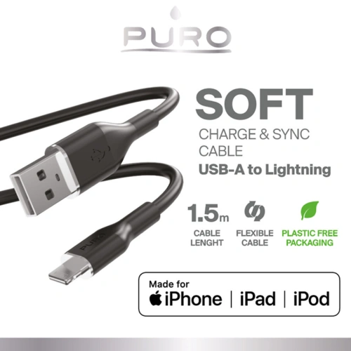 Kabel PURO ICON Soft Cable USB-A/Lightning 1.5m (Black)