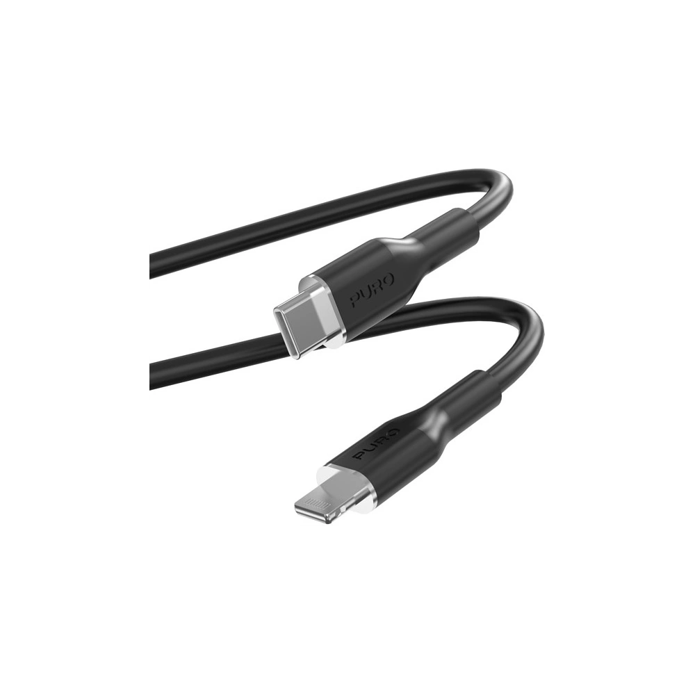 Hurtownia GSM - Kábel PURO ICON Soft Cable USB-C/Lightning 1.5m (Fekete) - PUR685 - {ean13} - Hurt