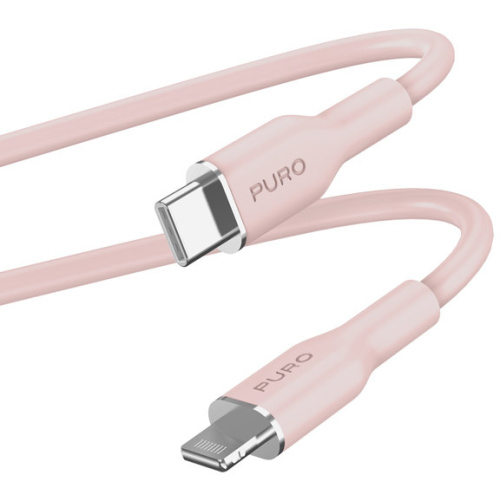 Puro Distributor - 8018417440946 - PUR689 - PURO ICON Soft Cable USB-C/Lightning 1.5m (Dusty Pink) - B2B homescreen