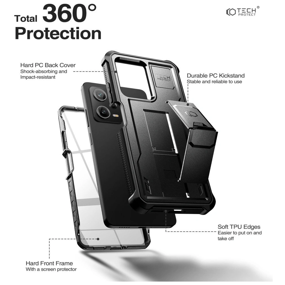 Hurtownia GSM - Etui Tech-Protect Kevlar Pro Xiaomi Redmi Note 12 Pro 5G/POCO X5 Pro 5G Fekete - THP1908 - {ean13} - Hurt