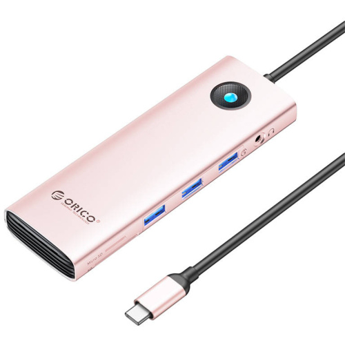 Hurtownia Orico - 6941788814998 - ORC141 - Stacja dokująca HUB 10w1 Orico USB-C, HDMI, 3xUSB, SD/TF, Audio (różowe złoto) - B2B homescreen