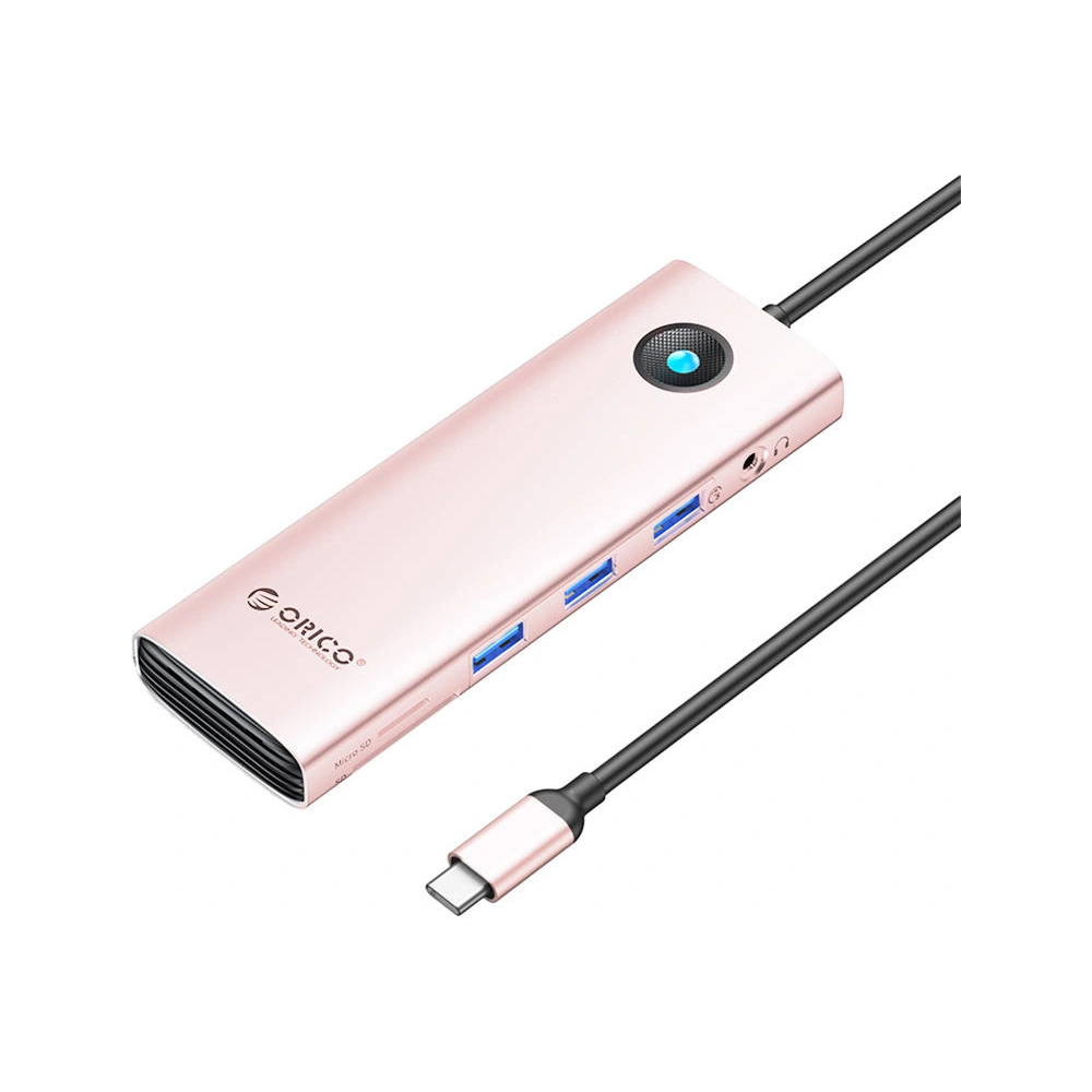 Hurtownia GSM - Dokovací stanice HUB 10v1 Orico USB-C, HDMI, 3xUSB, SD/TF, Audio (růžové zlato) - ORC141 - {ean13} - Hurt