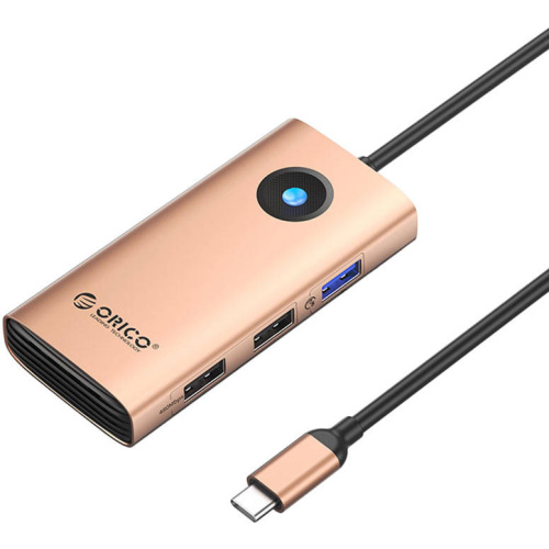 Hurtownia Orico - 6941788814660 - ORC144 - Stacja dokująca HUB 5w1 Orico USB-C, HDMI, 2xUSB (różowe złoto) - B2B homescreen