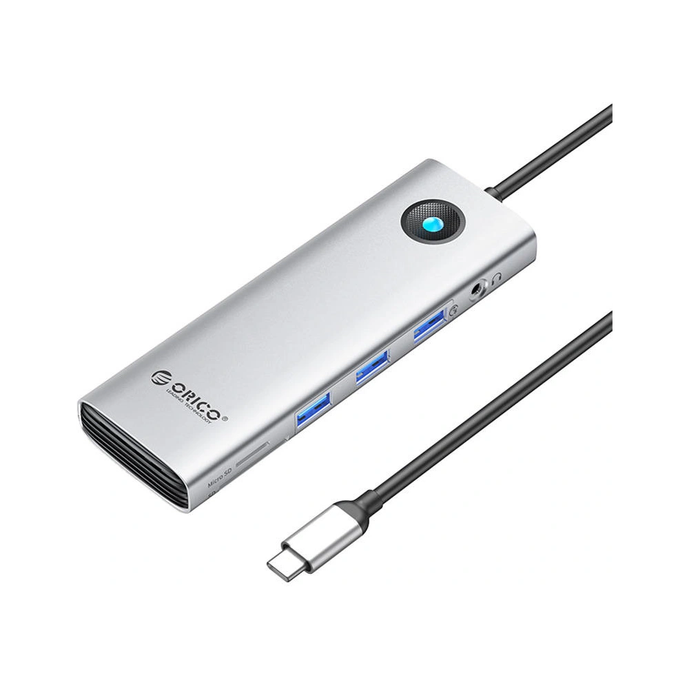Hurtownia GSM - Dokovací stanice HUB 10v1 Orico USB-C, HDMI, 3xUSB, SD/TF, Audio (stříbrná) - ORC145 - {ean13} - Hurt