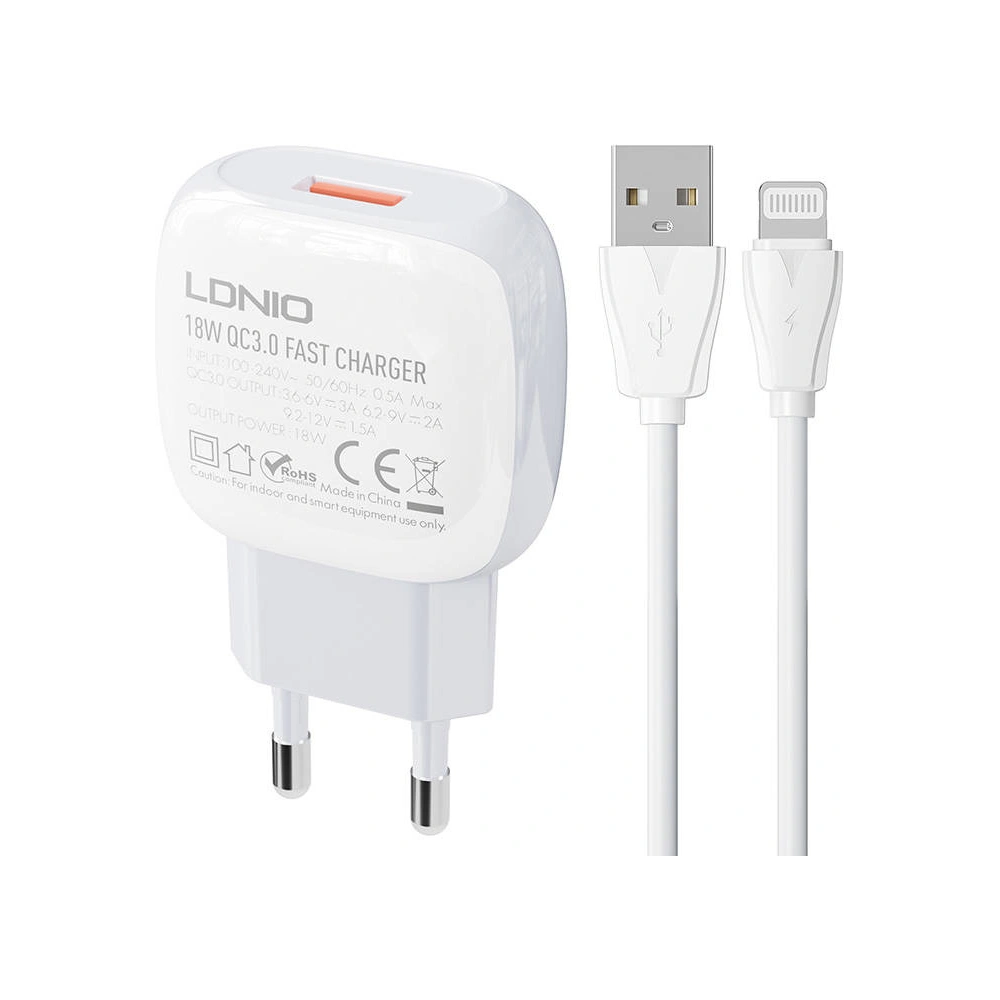 Hurtownia GSM - Netzteil LDNIO A1306Q 18W + Lightning-Kabel - LDN112 - {ean13} - Hurt