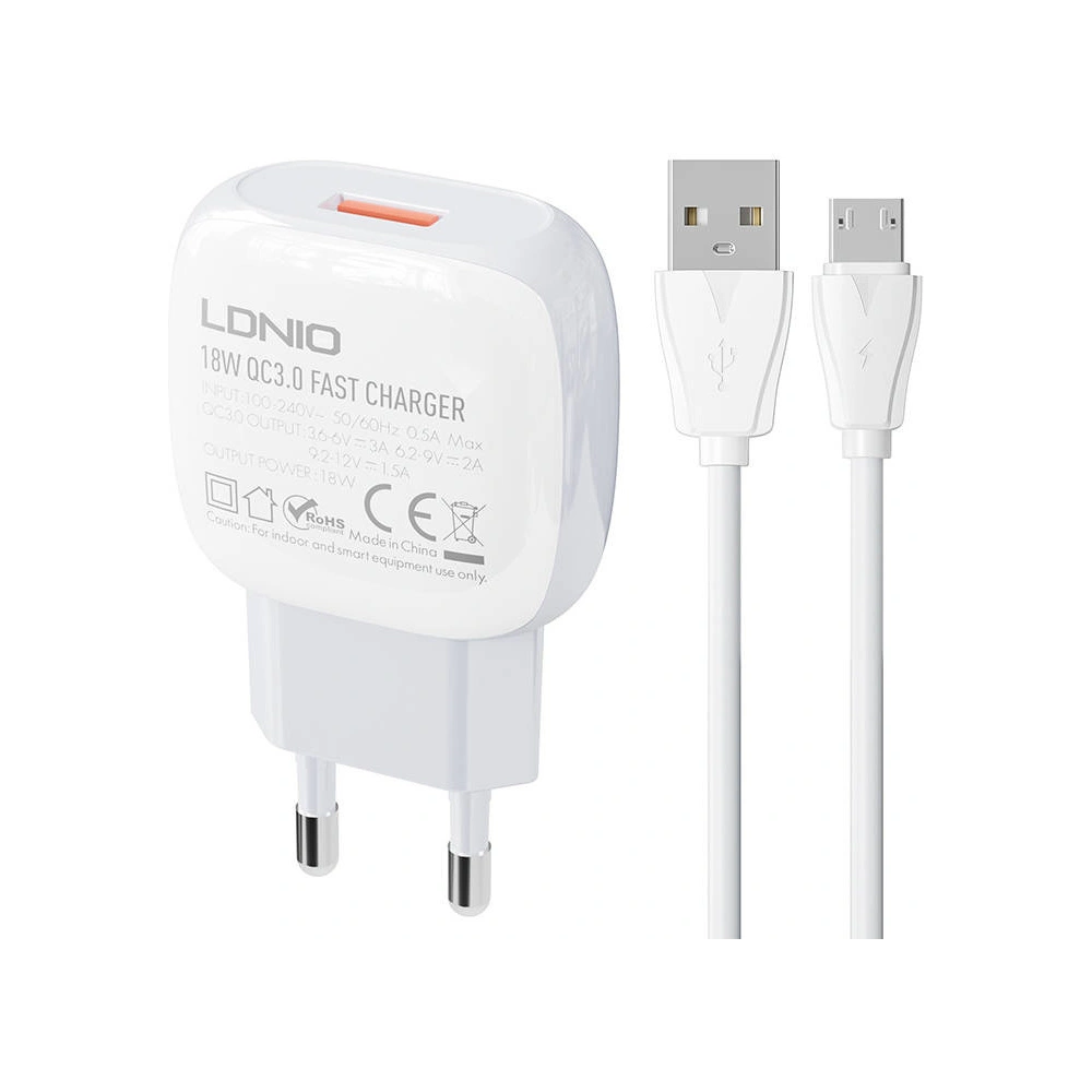 Hurtownia GSM - Netzteil LDNIO A1306Q 18W + MicroUSB-Kabel - LDN113 - {ean13} - Hurt