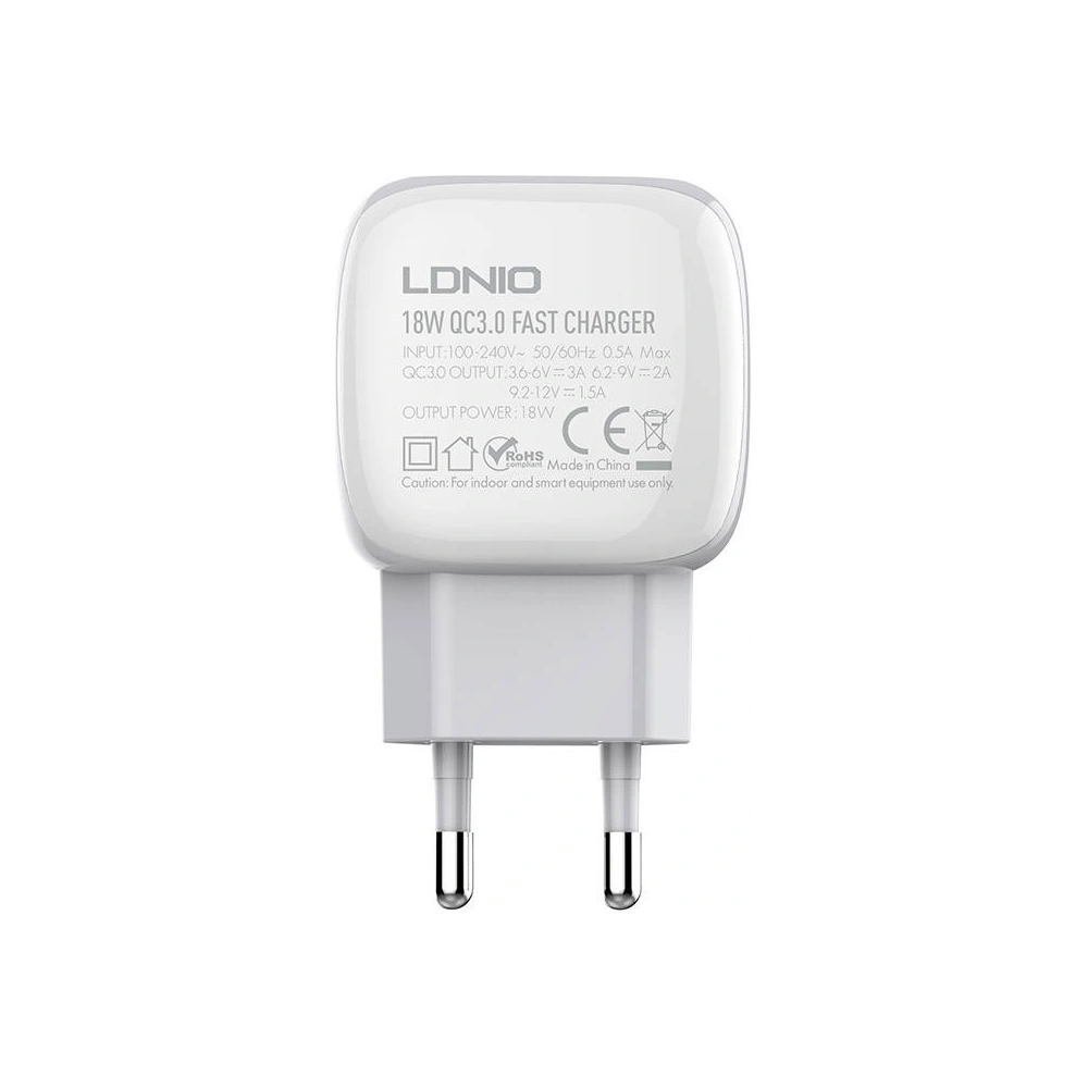 Hurtownia GSM - Ładowarka sieciowa LDNIO A1307Q 18W + kabel Lightning - LDN115 - {ean13} - Hurt