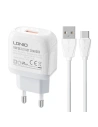 Hálózati töltő LDNIO A1307Q 18W + USB-C kábel