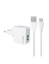 LDNIO A2203 Wall Charger 2xUSB-A + microUSB cable