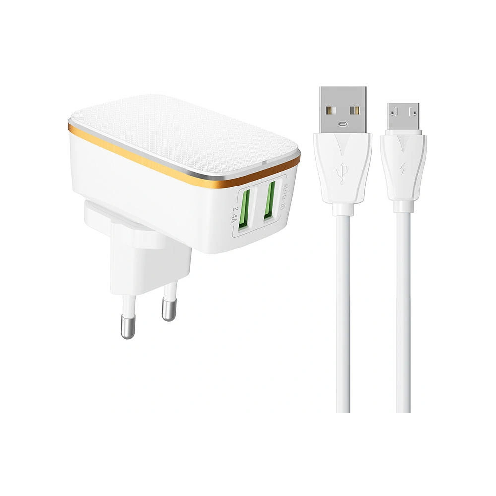 Hurtownia GSM - Încărcător de rețea LDNIO A2204 2xUSB-A + cablu Micro USB - LDN130 - {ean13} - Hurt