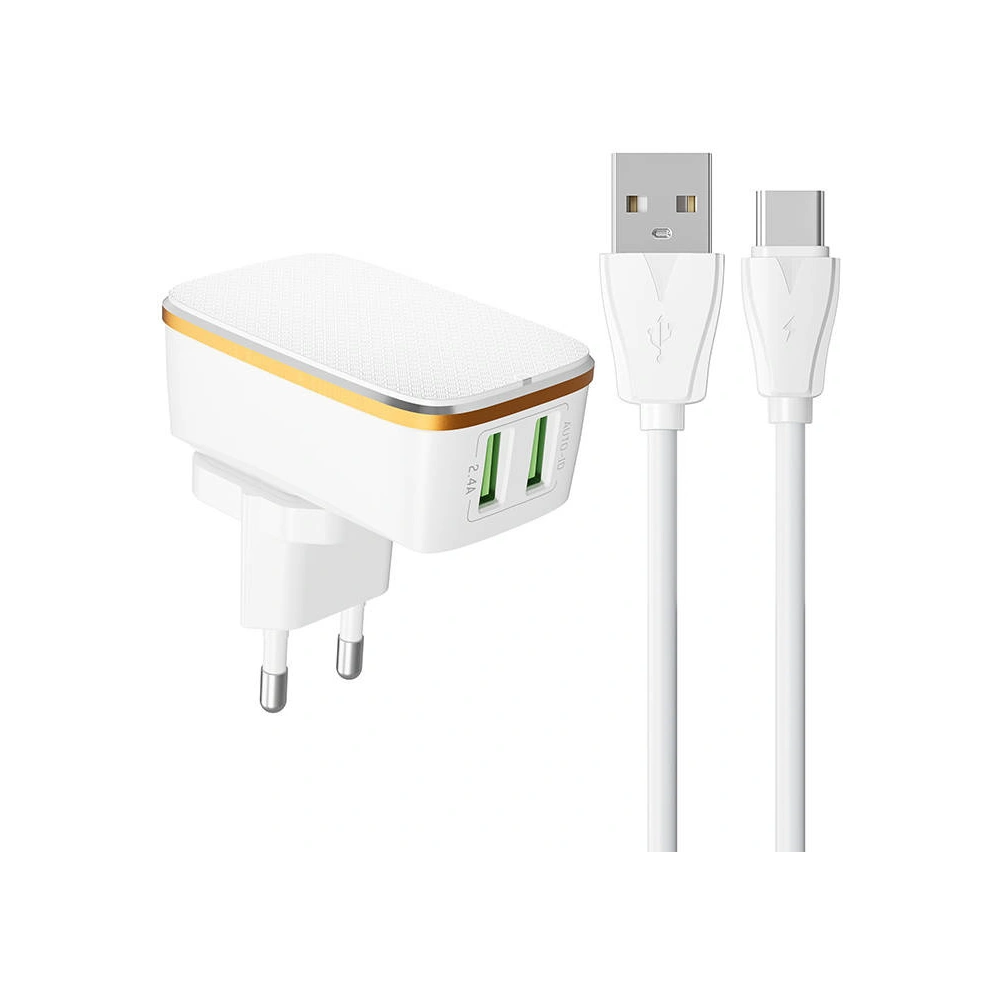 Hurtownia GSM - Ładowarka sieciowa LDNIO A2204 2xUSB-A + kabel USB-C - LDN131 - {ean13} - Hurt