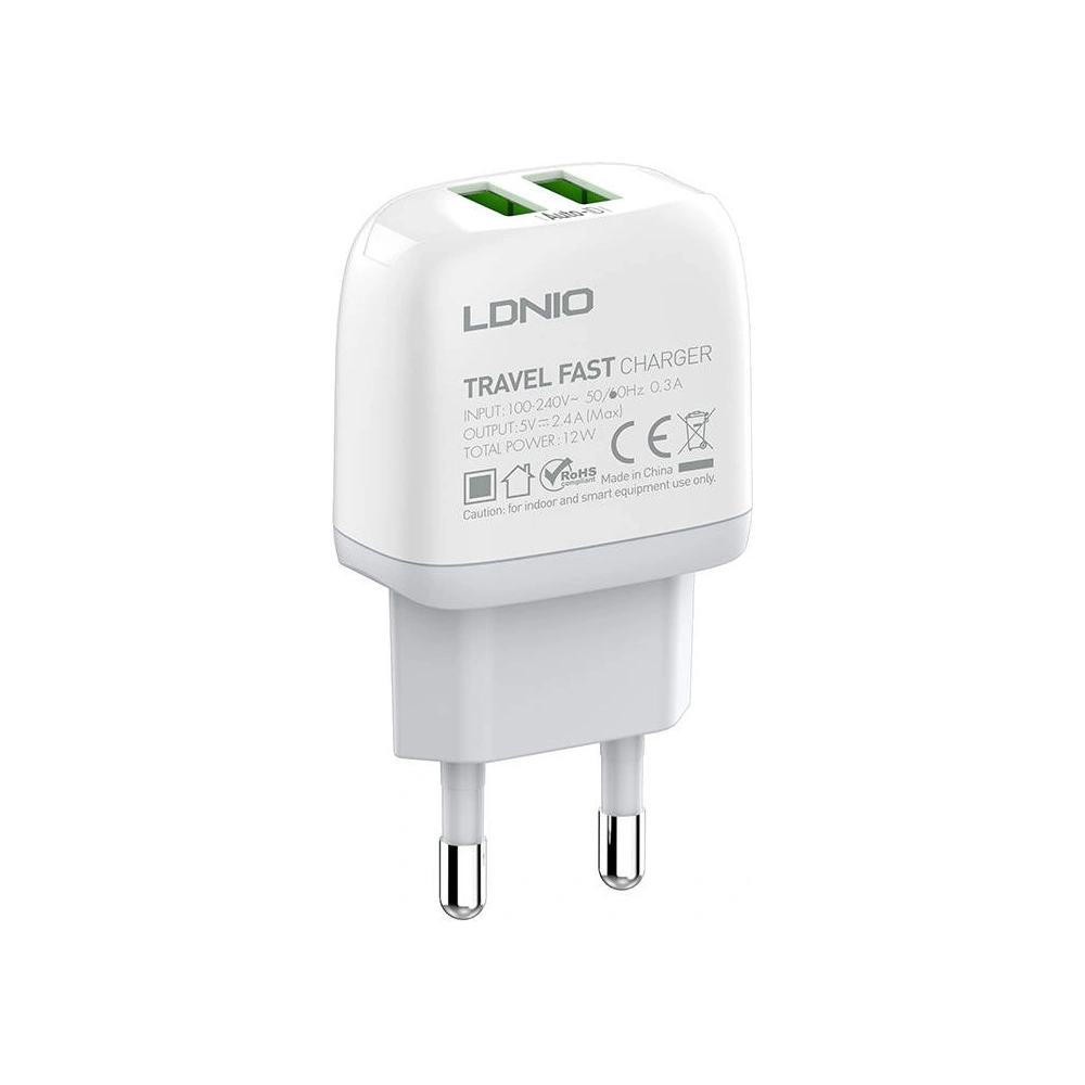 Hurtownia GSM - Ładowarka sieciowa LDNIO A2219 2xUSB-A + kabel Lightning - LDN132 - {ean13} - Hurt