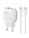 Hálózati töltő LDNIO A2313C USB-A, USB-C 20W + USB-C/USB-C kábel