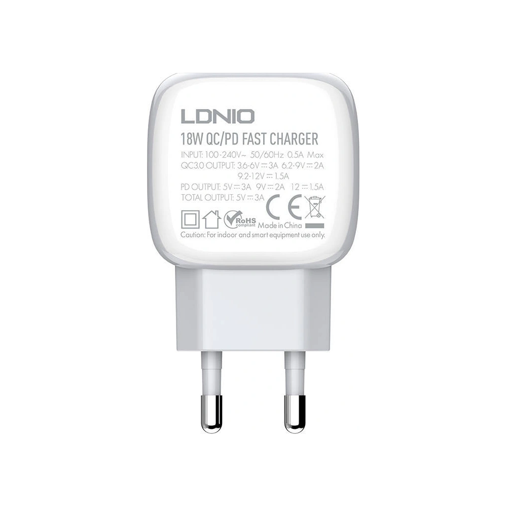 Wholesale LDNIO A2313C Wall Charger USB-A, USB-C 20W + USB-C/USB-C cable - LDN139 - {ean13} - Hurt