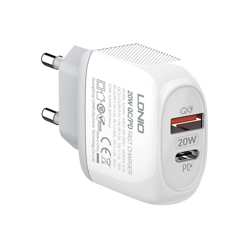 Hurtownia GSM - Ładowarka sieciowa LDNIO A2316C USB-A, USB-C + kabel USB-C/USB-C - LDN144 - {ean13} - Hurt