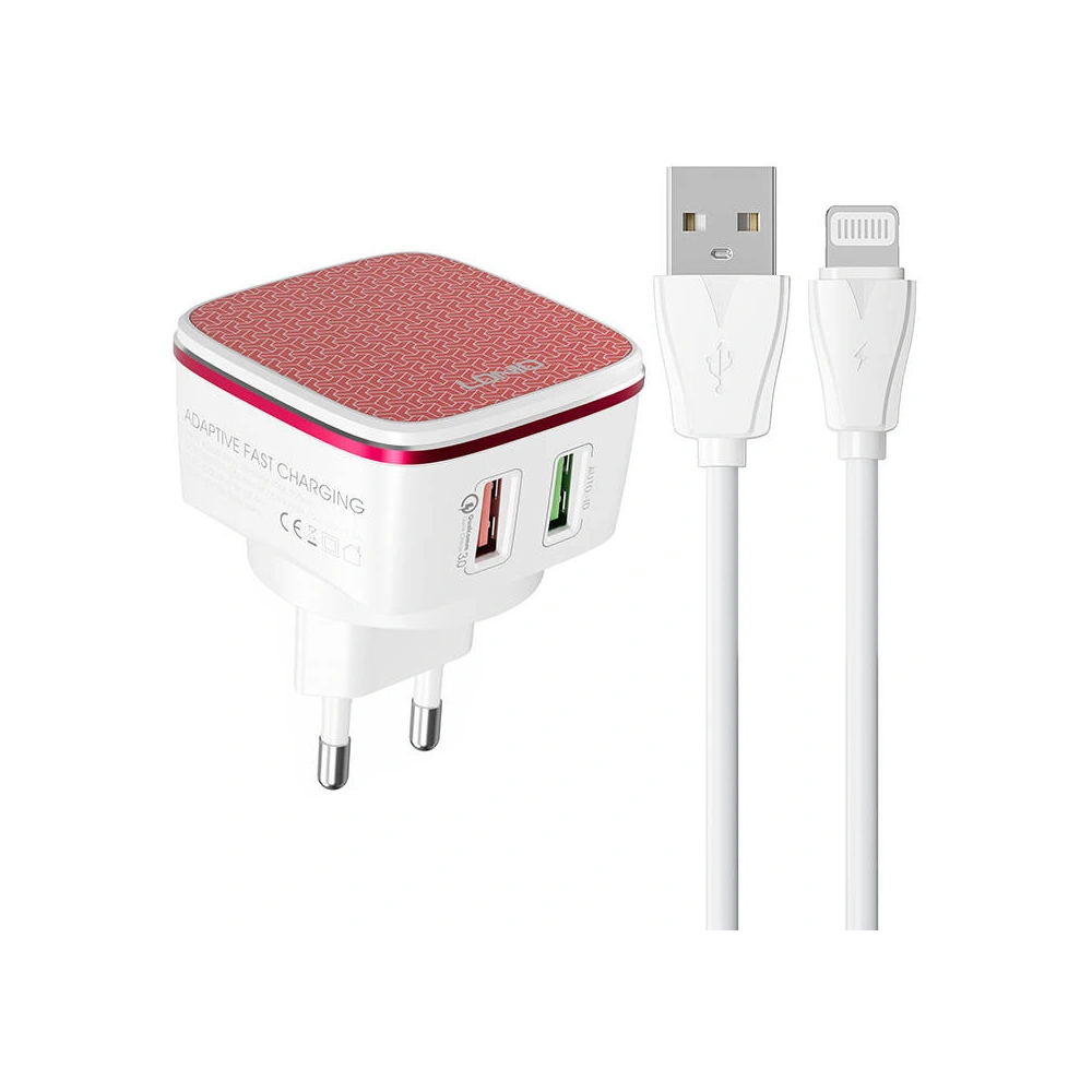 Wholesale LDNIO A2405Q Wall Charger 2xUSB-A + Lightning cable - LDN146 - {ean13} - Hurt