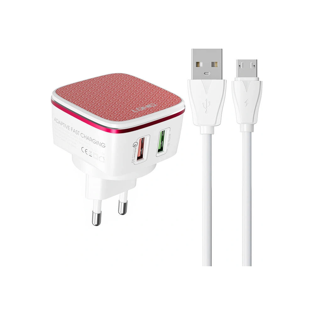Hurtownia GSM - Încărcător de rețea LDNIO A2405Q 2xUSB-A + cablu microUSB - LDN147 - {ean13} - Hurt