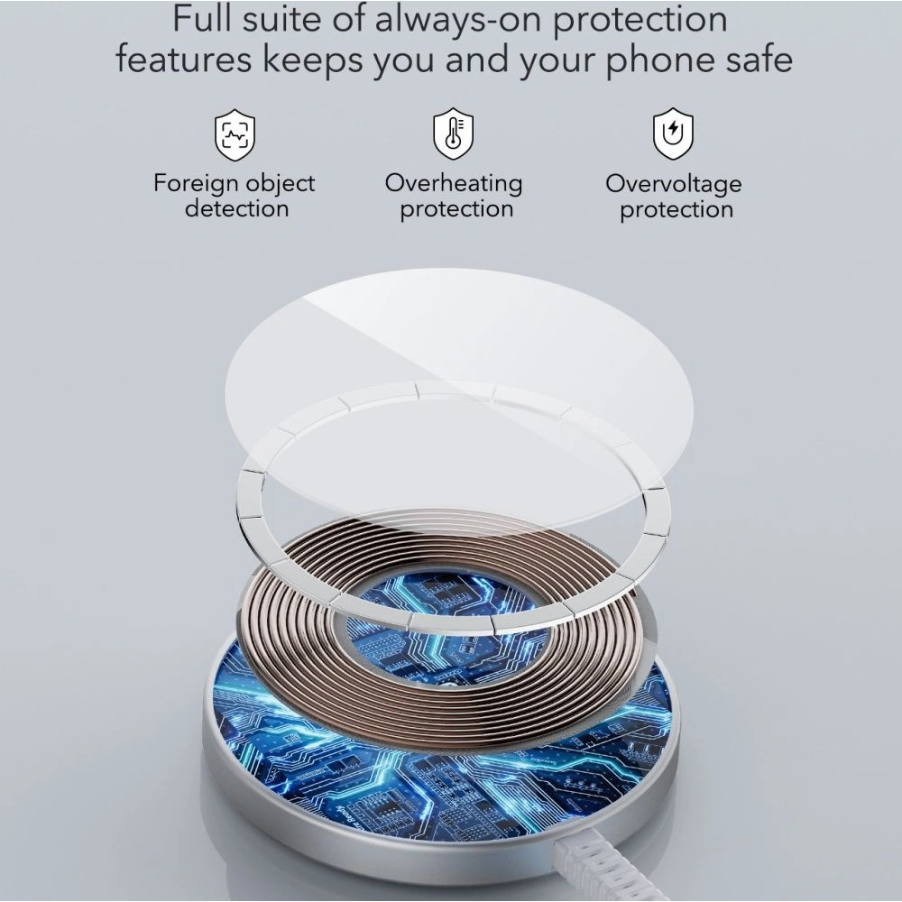 Hurtownia GSM - Încărcător wireless ESR Halolock Mini Magnetic MagSafe Wireless Charger Silver - ESR668 - {ean13} - Hurt