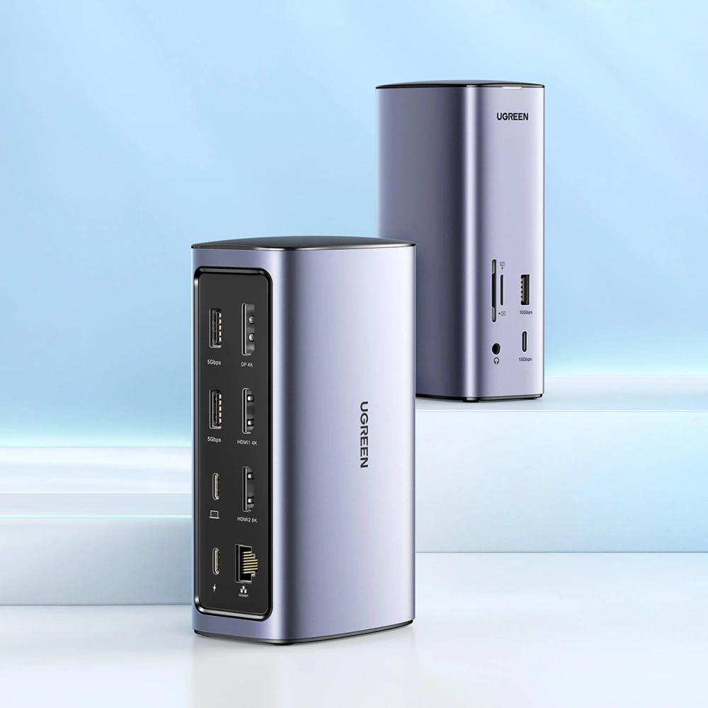Hurtownia GSM - UGREEN CM555 Dockingstation HUB 12in1 USB-C - USB HDMI DP RJ45 AUX SD TF grau - UGR1491 - {ean13} - Hurt
