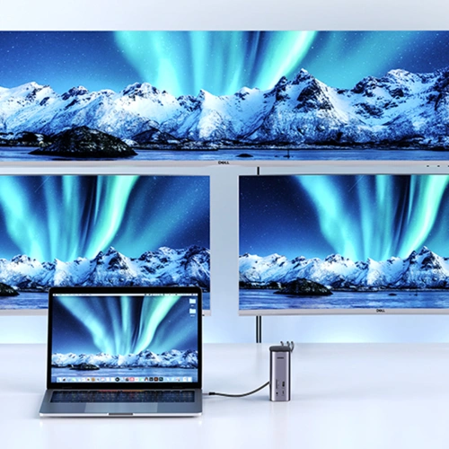 Stacja dokująca UGREEN CM555 HUB 12w1 USB-C - USB HDMI DP RJ45 AUX SD TF szara