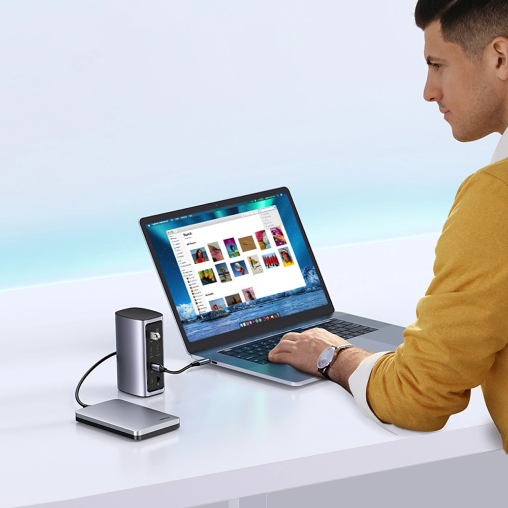 Hurtownia GSM - Dokovací stanice UGREEN CM555 HUB 12v1 USB-C - USB HDMI DP RJ45 AUX SD TF šedá - UGR1491 - {ean13} - Hurt
