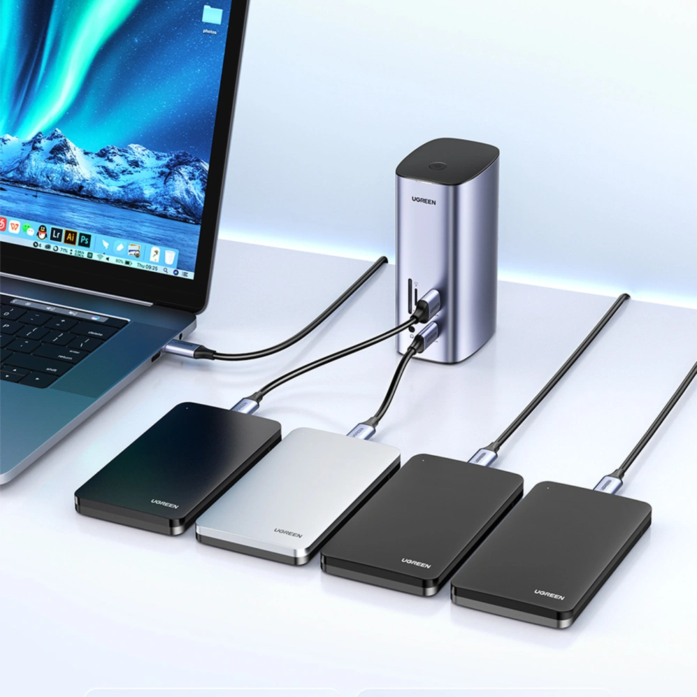Hurtownia GSM - Dokovací stanice UGREEN CM555 HUB 12v1 USB-C - USB HDMI DP RJ45 AUX SD TF šedá - UGR1491 - {ean13} - Hurt
