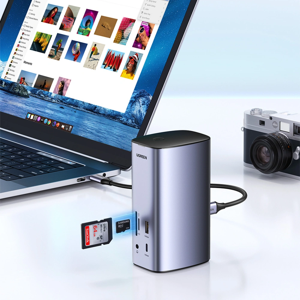 Hurtownia GSM - UGREEN CM555 Dockingstation HUB 12in1 USB-C - USB HDMI DP RJ45 AUX SD TF grau - UGR1491 - {ean13} - Hurt