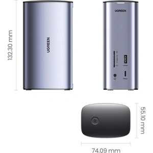 Wholesale UGREEN CM555 Multifunction HUB 12in1 USB-C - USB HDMI DP RJ45 AUX SD TF Gray - UGR1491 - {ean13} - Hurt