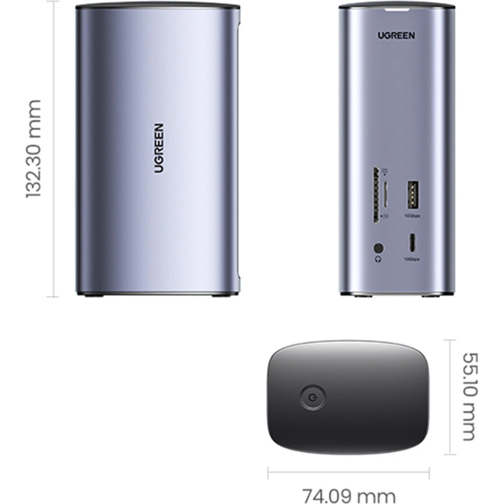 Hurtownia GSM - Dokovací stanice UGREEN CM555 HUB 12v1 USB-C - USB HDMI DP RJ45 AUX SD TF šedá - UGR1491 - {ean13} - Hurt