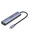 Adapter HUB UGREEN CM475 5in1 USB C - 3x USB 3.0/HDMI/RJ45 szary
