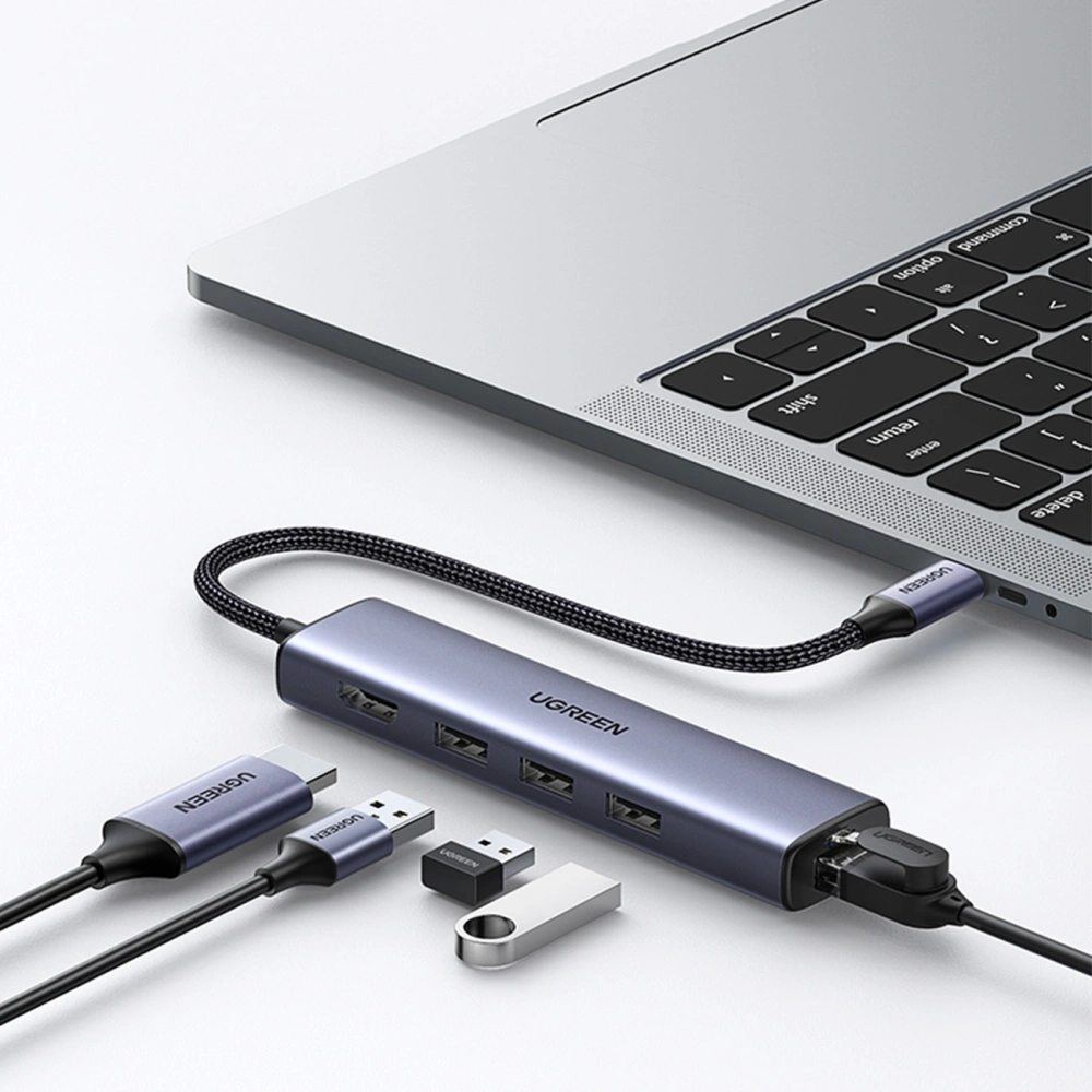 Hurtownia GSM - Adapter HUB UGREEN CM475 5in1 USB C - 3x USB 3.0/HDMI/RJ45 grau - UGR1492 - {ean13} - Hurt