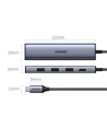 Hurtownia GSM - Adapter HUB UGREEN CM475 5in1 USB C - 3x USB 3.0/HDMI/RJ45 grau - UGR1492 - {ean13} - Hurt