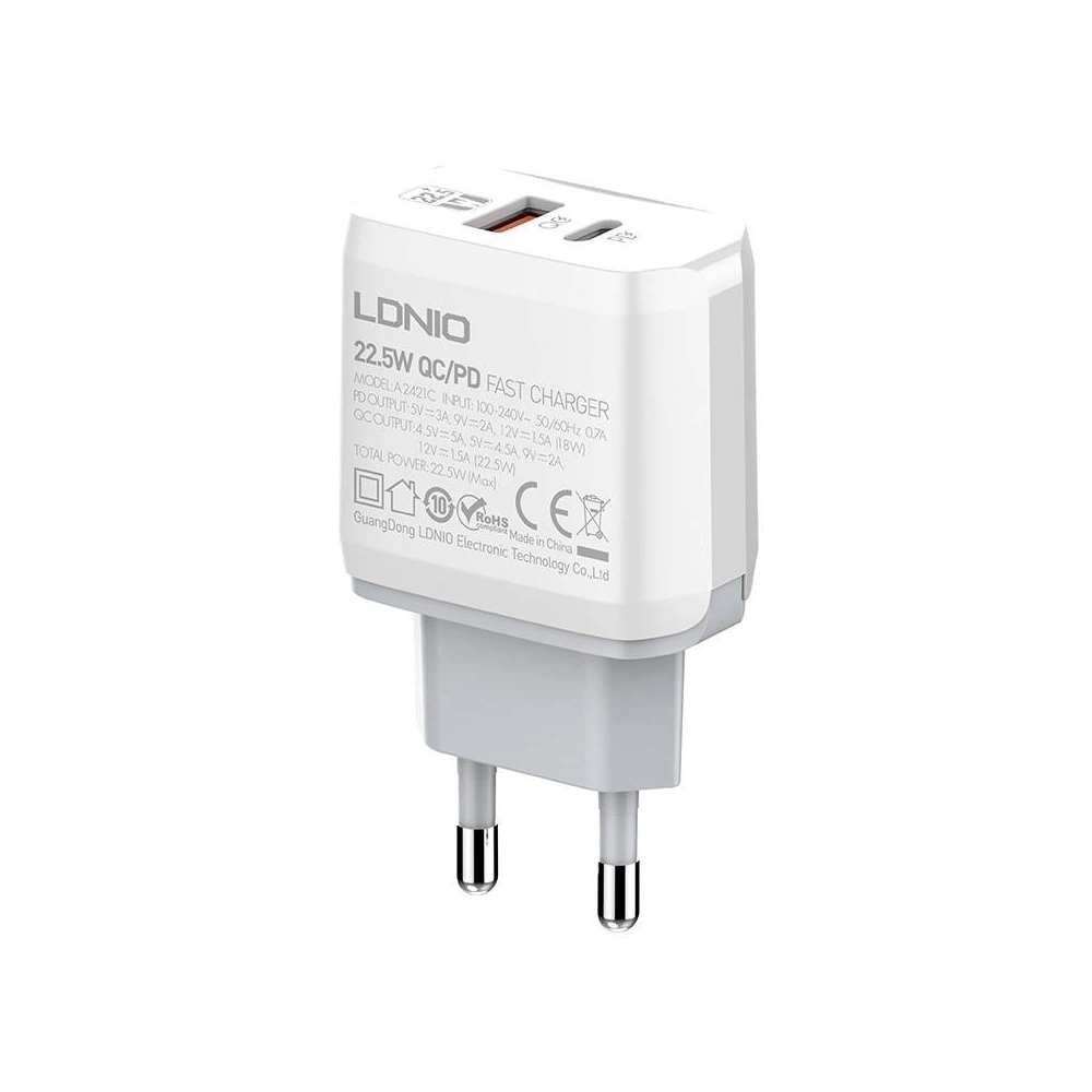 Hurtownia GSM - Síťová nabíječka LDNIO A2421C USB-A, USB-C 22.5W + kabel microUSB - LDN150 - {ean13} - Hurt