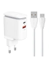 Încărcător de rețea LDNIO A2423C USB-A, USB-C + cablu microUSB