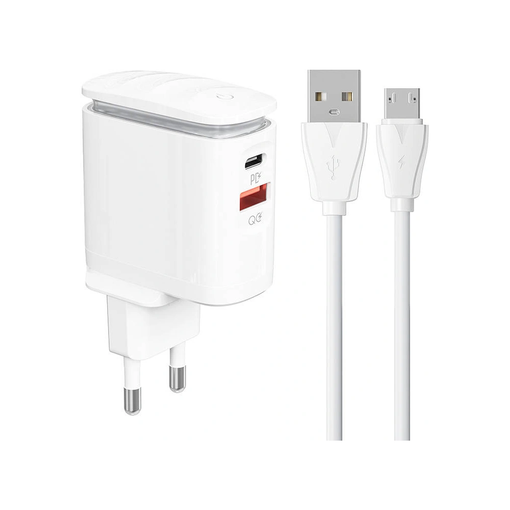 Hurtownia GSM - Încărcător de rețea LDNIO A2423C USB-A, USB-C + cablu microUSB - LDN155 - {ean13} - Hurt