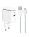 Hurtownia GSM - Încărcător de rețea LDNIO A2423C USB-A, USB-C + cablu USB-C - LDN156 - {ean13} - Hurt