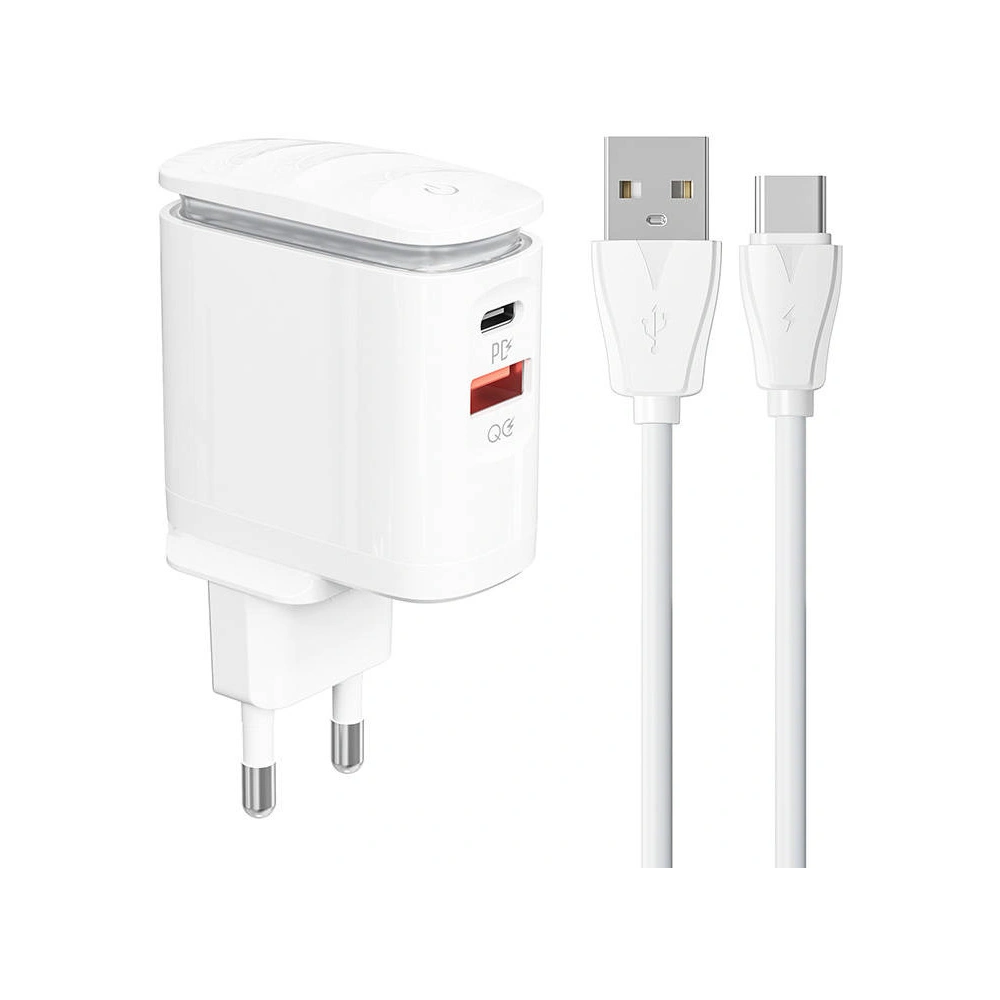 Hurtownia GSM - Încărcător de rețea LDNIO A2423C USB-A, USB-C + cablu USB-C - LDN156 - {ean13} - Hurt