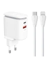 Încărcător de rețea LDNIO A2423C USB-A, USB-C + cablu USB-C/Lightning