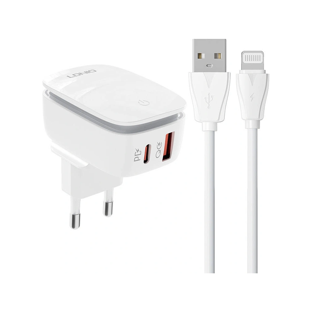 Hurtownia GSM - Netzteil LDNIO A2425C USB-A, USB-C + Lightning-Kabel - LDN159 - {ean13} - Hurt