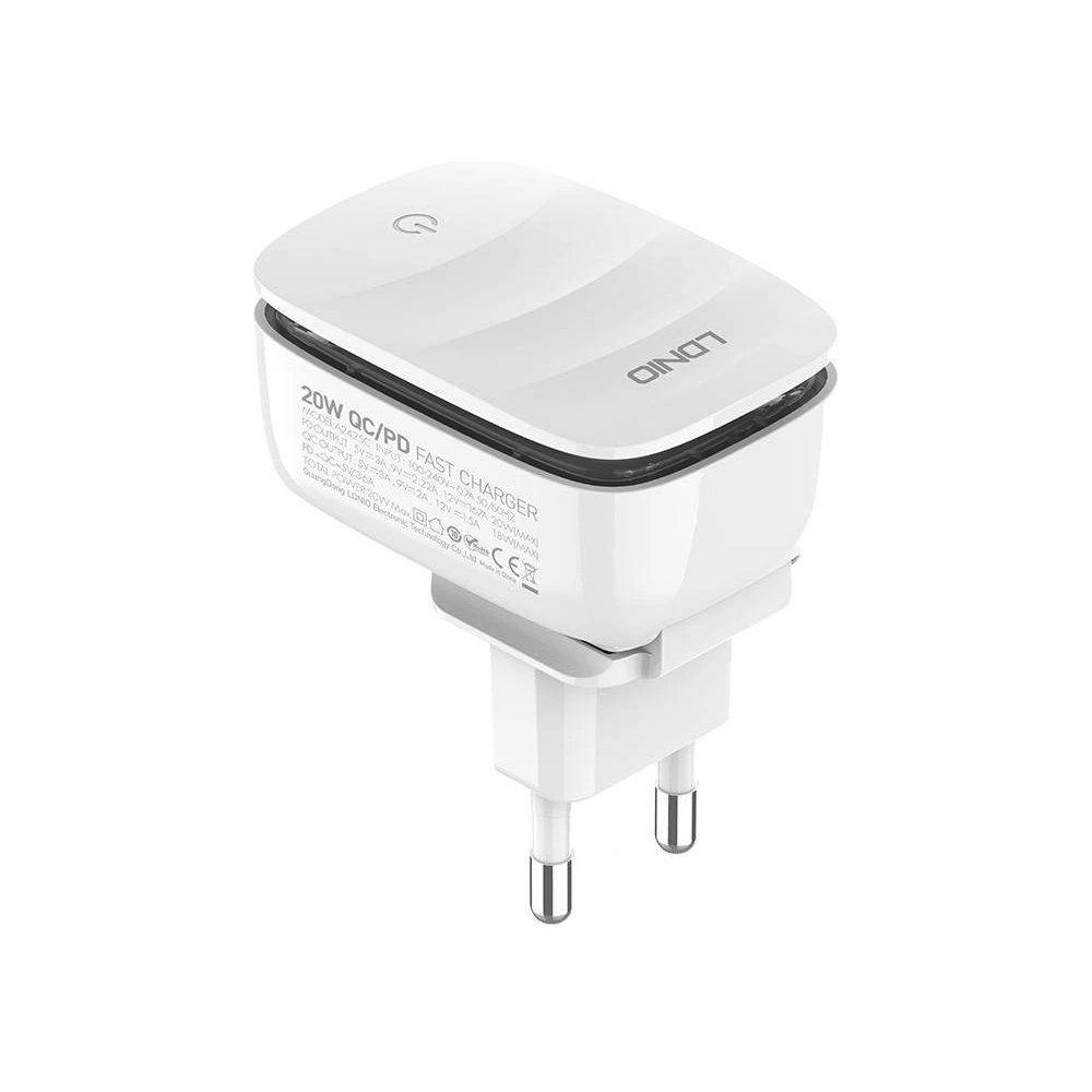 Hurtownia GSM - Încărcător de rețea LDNIO A2425C USB-A, USB-C + cablu USB-C/Lightning - LDN161 - {ean13} - Hurt